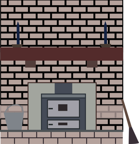 Coal Stove In A Fireplace Clipart