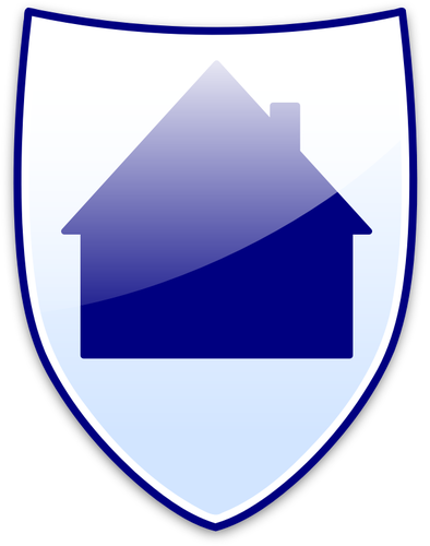 Of Blue House On A Shield Clipart