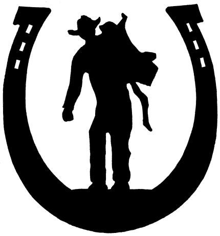 Rodio Western Cowboy And Saddle Horseshoe Metal Clipart