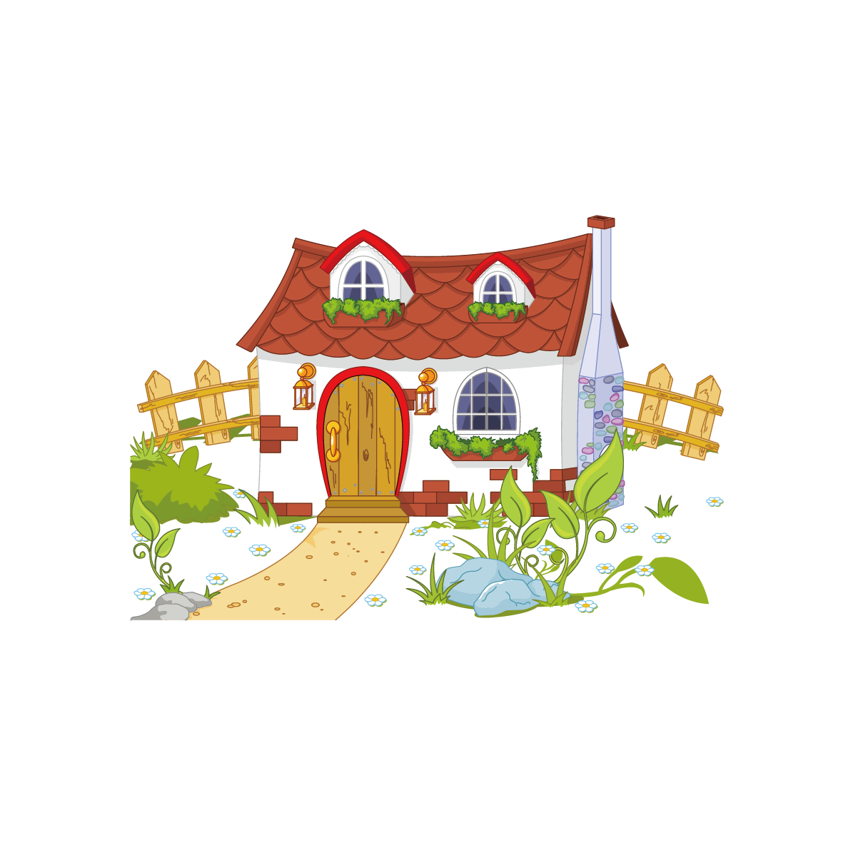Content House And Cottage Fence Free PNG HQ Clipart