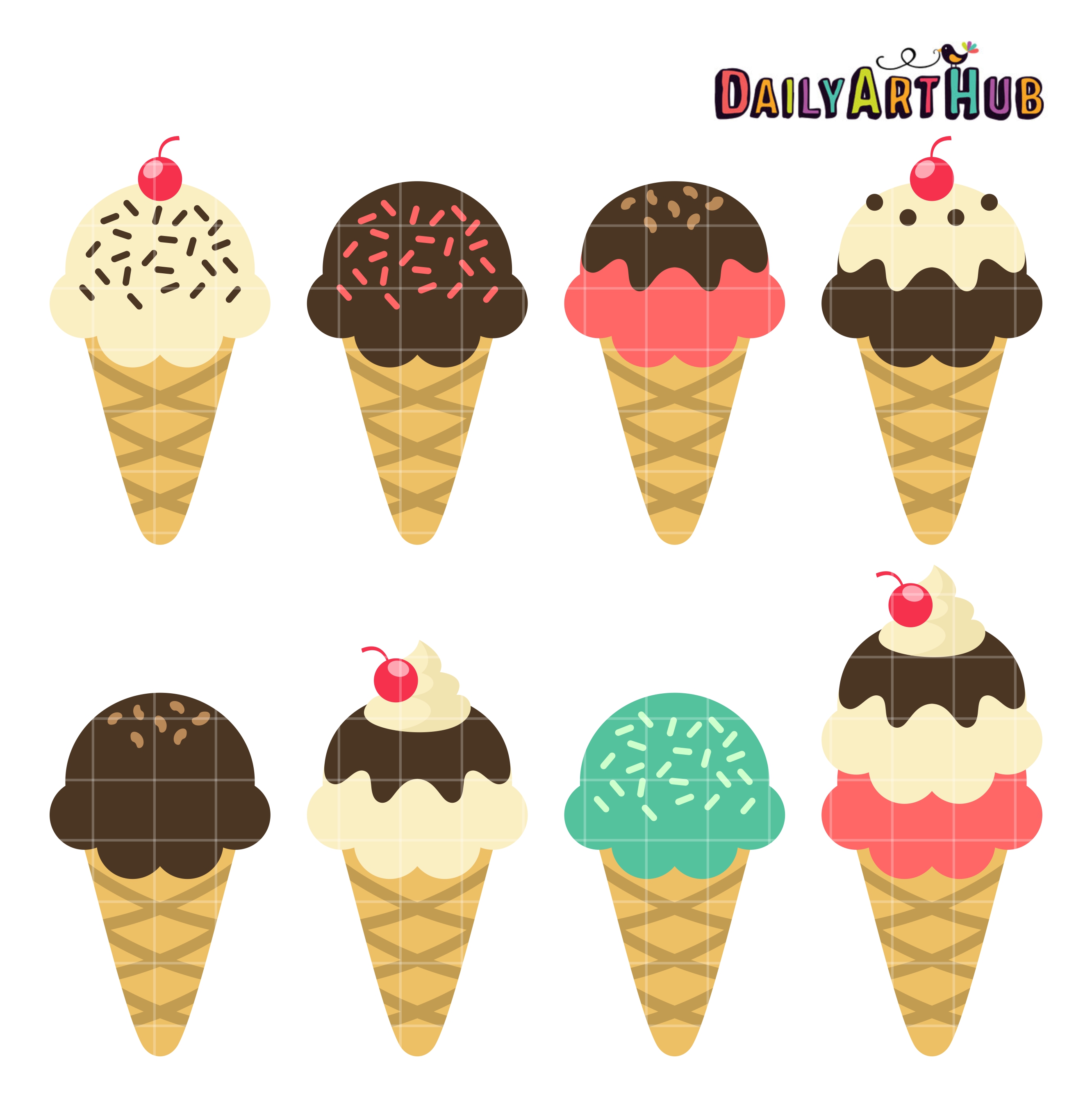 Ice Cream Cones Set Daily Hub Clipart