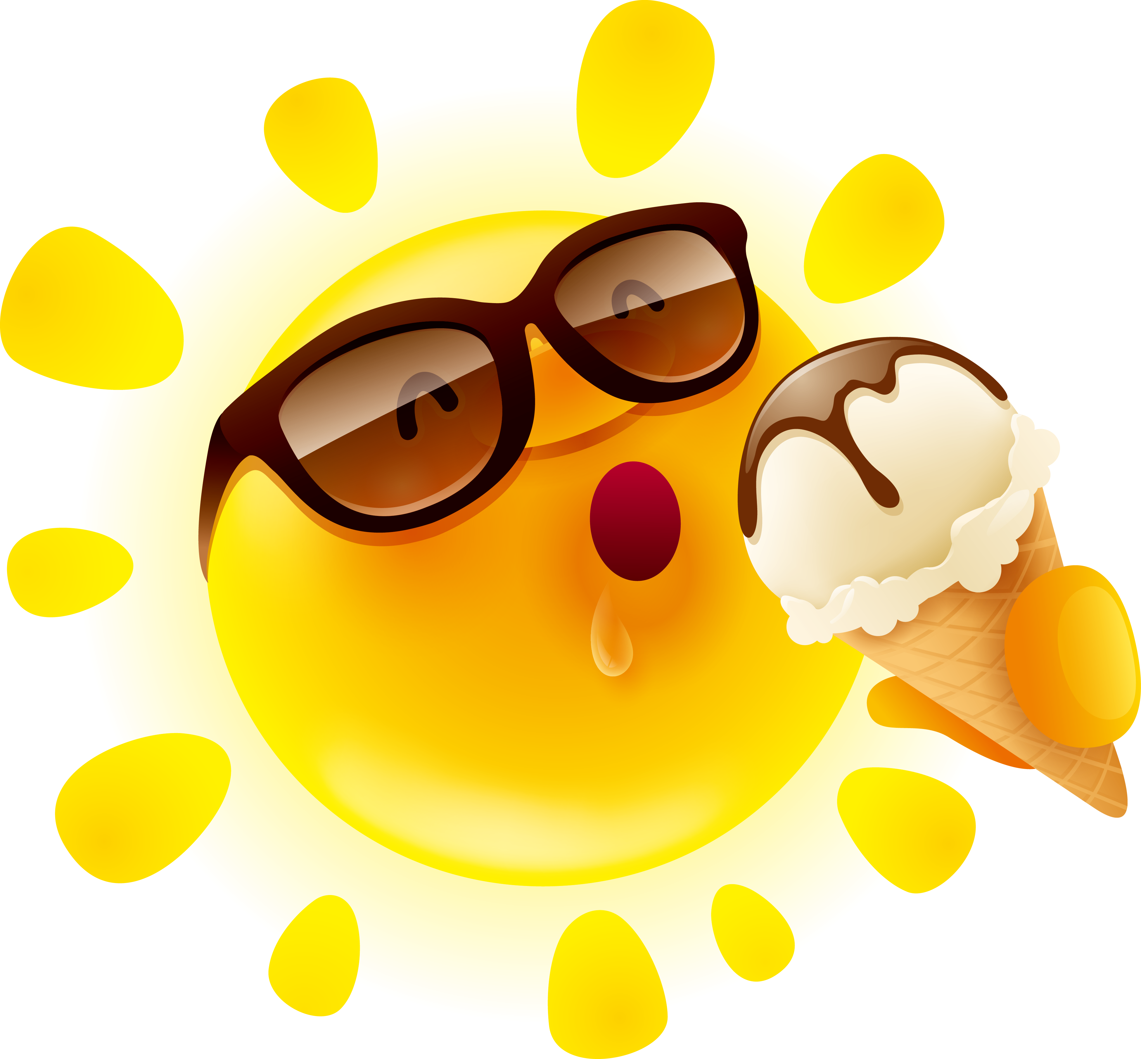 Sun Cartoon Cone Ice Cream PNG Image High Quality Clipart