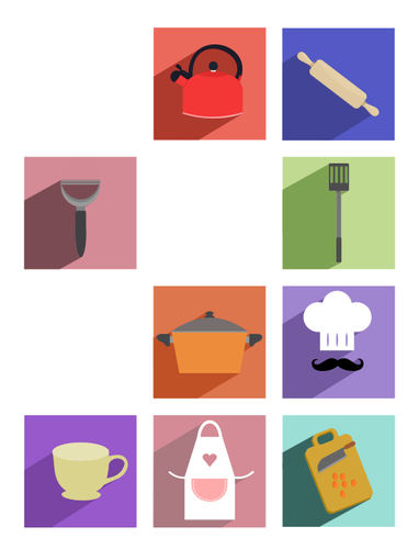 Of Cooking Utensils Long Shadow Icons Clipart
