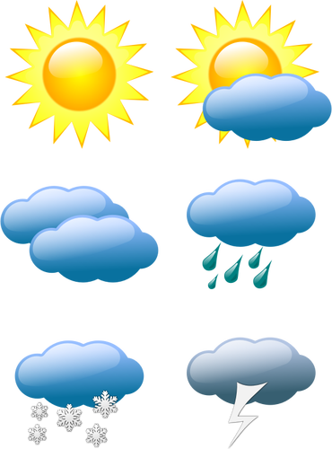 Of Selection Of Color Weather Forecast Icons Clipart