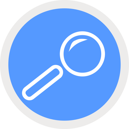 Of Round Blue Icon With Magnifying Glass Clipart