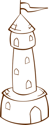 Of Role Play Game Map Icon For A Round Tower With A Flag Clipart