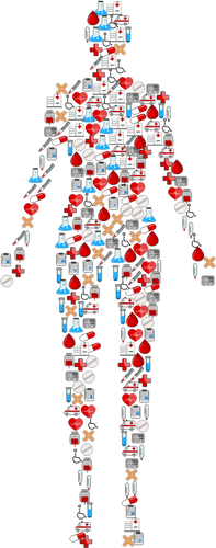 Human Body With Icons Clipart