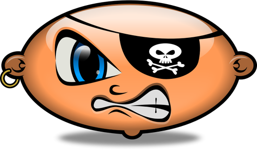 Of Glass-Style Emoticon Of An Angry Pirate Character Clipart