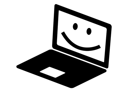 Laptop Icon With A Smile On The Screen Clipart
