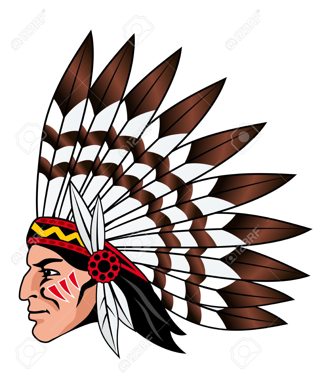 Native American Indian Chief Head Image Clipart