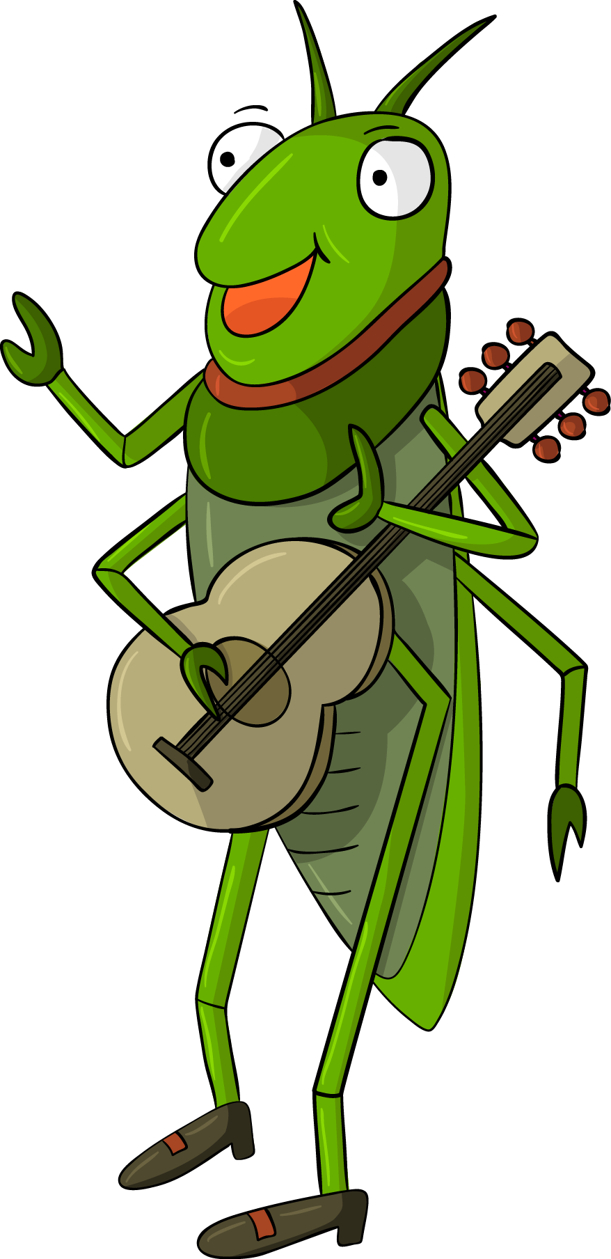 Cricket Grasshopper Illustration Playing Guitar Insect Vector Clipart