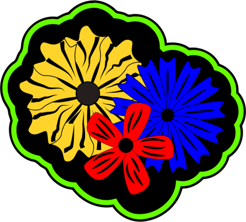 Retro Island Flowers Clipart