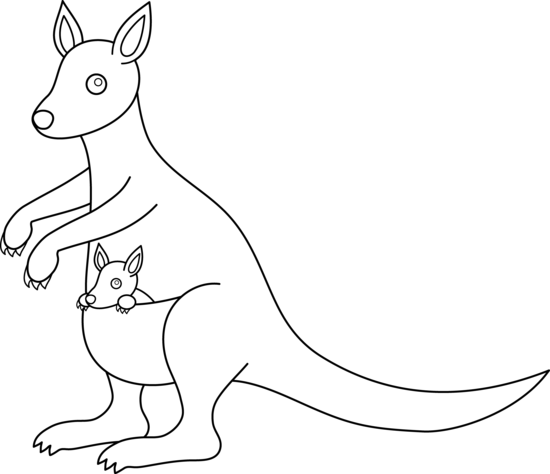 Colorable Kangaroo Design Free Download Clipart