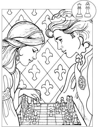 Chess In Coloring Book Clipart