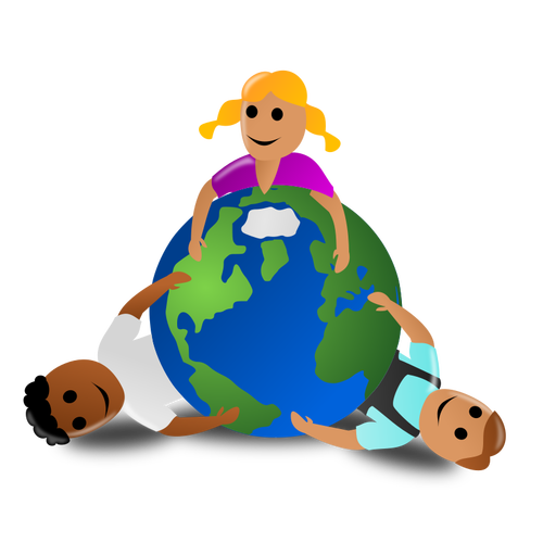 Kids Around The Globe Colorful Image Clipart