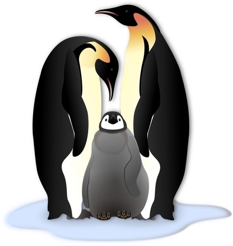 Penguin Family In Color Illustration Clipart