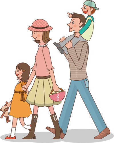 Family Taking A Walk Clipart