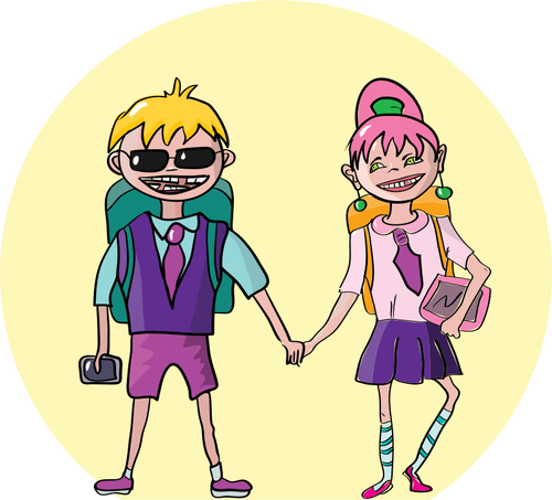 Of Modern Kids Going To School Clipart