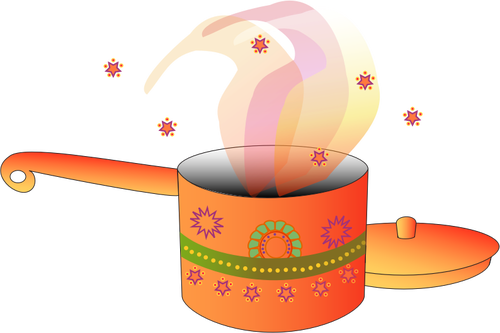 Image Of Decorated Cooking Pot With Lid Clipart