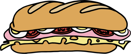 Of Long Sandwich In Color Clipart