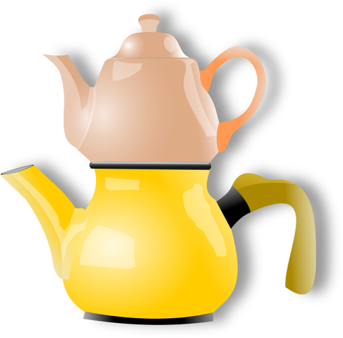 Of Shiny Double Tea Pot Clipart