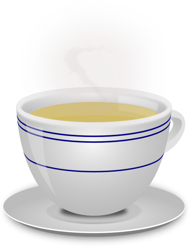 Of A Simple Steaming Teacup With A Saucer Clipart
