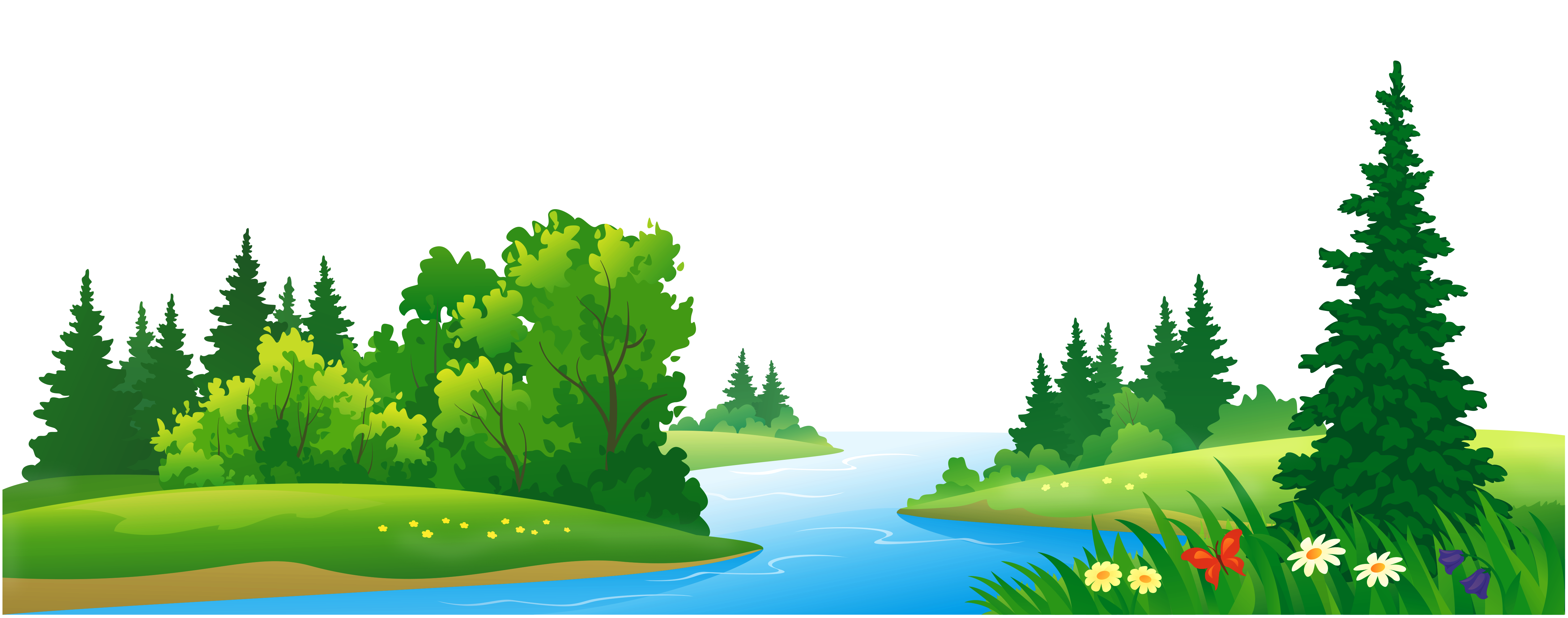 And Lake Trees Forest Grass Transparent Clipart