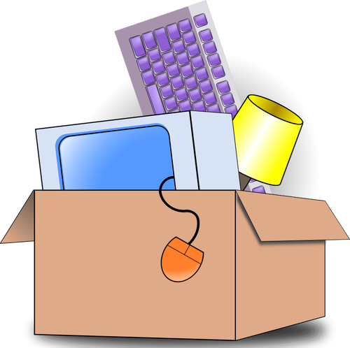Of Box Filed With Household Item Clipart