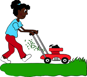 Lawn Mower Image Black Woman Or Girl Clipart