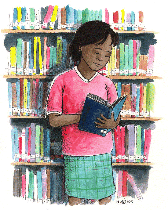 Girl Reading In Library Gallery Image Png Clipart