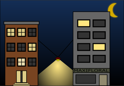 Of City Street With Lights Clipart
