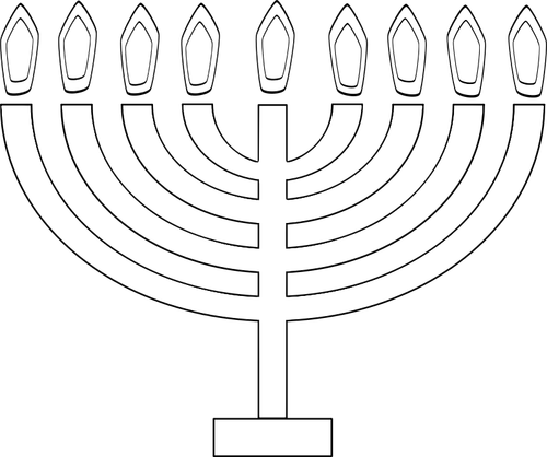 Image Of Outline Of 9 Candle Chanukkah Lighting Clipart
