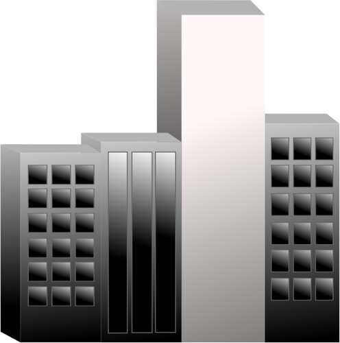 Of Group Of Buildings With One Lighter Than The Others Clipart