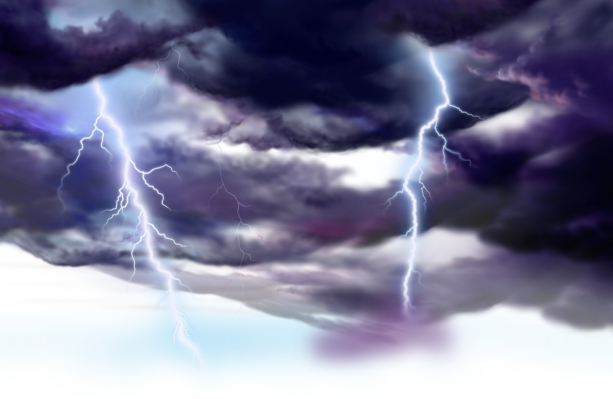 And Clouds Painted Thunder Lightning Weather Cartoon Clipart