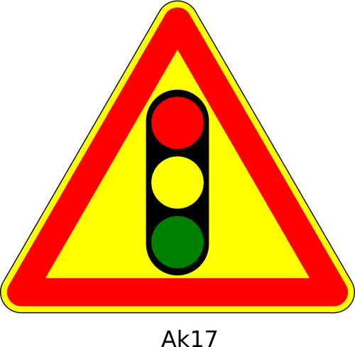Of Traffic Lights Ahead Triangular Temporary Road Sign Clipart