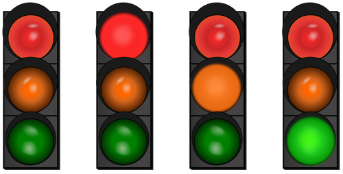 Of Four Traffic Lights Clipart