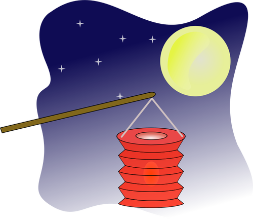 Chinese Lantern On Moonlight Clipart