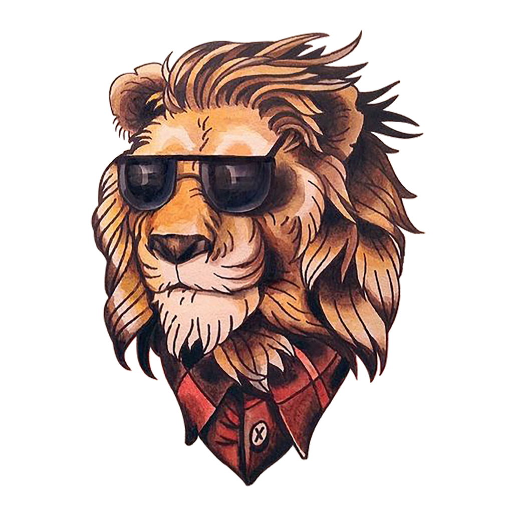 School Old Painted Flash (Tattoo) Head Lion Clipart