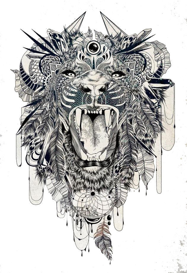 Tattoo Sleeve Tiger Lion Beast Lower-Back Clipart