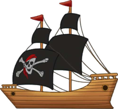 Pirate Wooden Sailing Ship Clipart