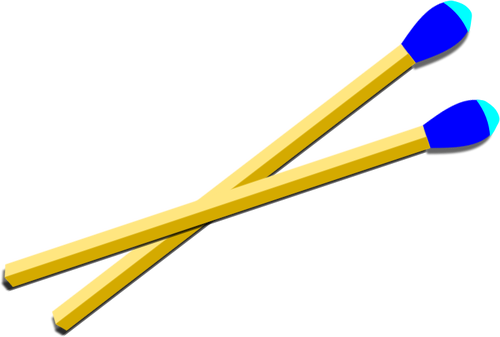 Wooden Matches With Blue Tip Clipart