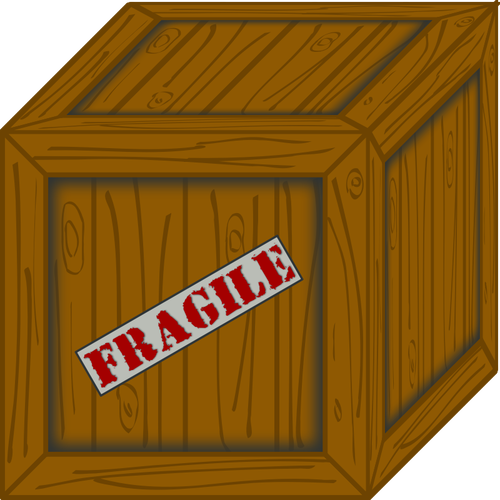 3D Of A Wooden Crate With Fragile Sticker Clipart