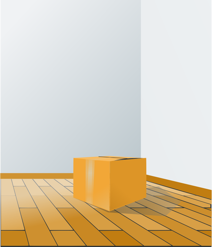 Cardboard Box On A Wooden Floor Clipart