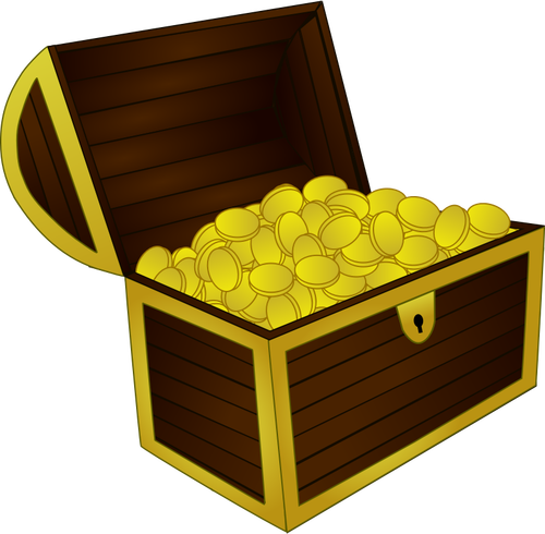 Of Wooden Treasure Chest With Gold Frame Clipart