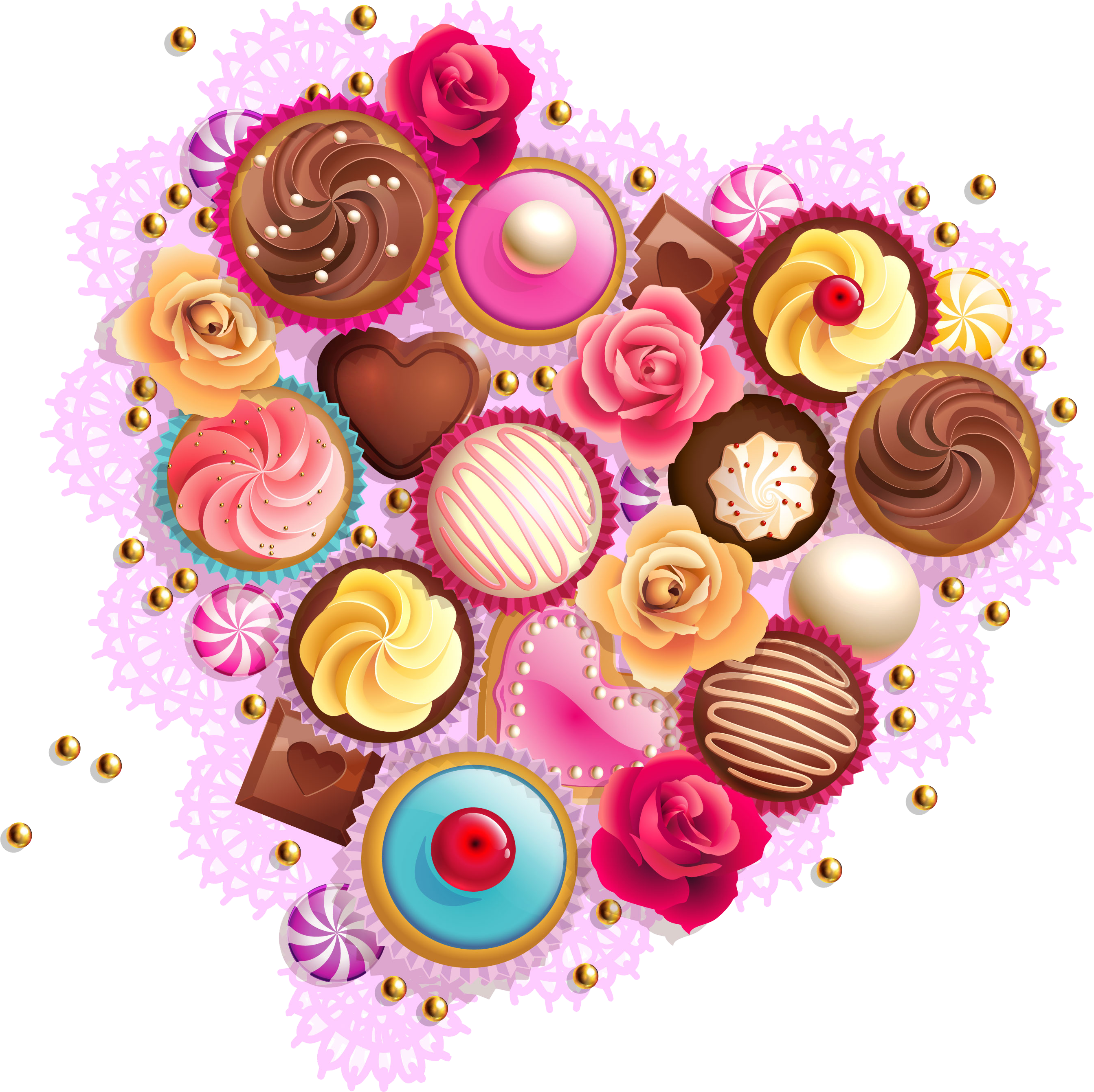 Download Clipart Icon - Heart Valentine'S Candy Cupcake Holi Lollipop Day...