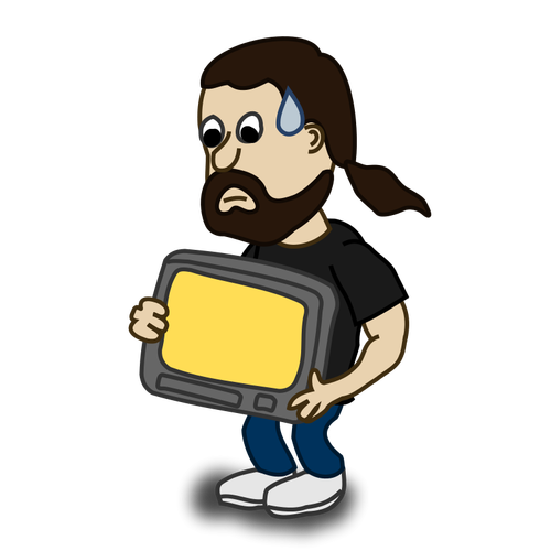 Comic Character With A Tv Set Clipart