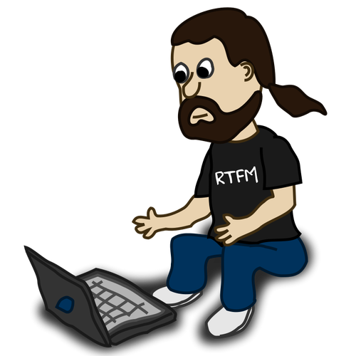 Comic Character With A Laptop Clipart