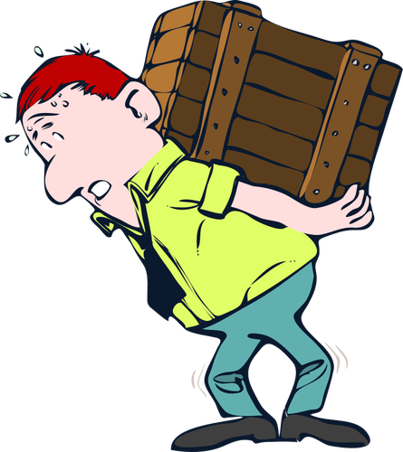 Of Man With Heavy Package On His Back Clipart