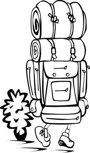 Backpacker In Black And White Clipart