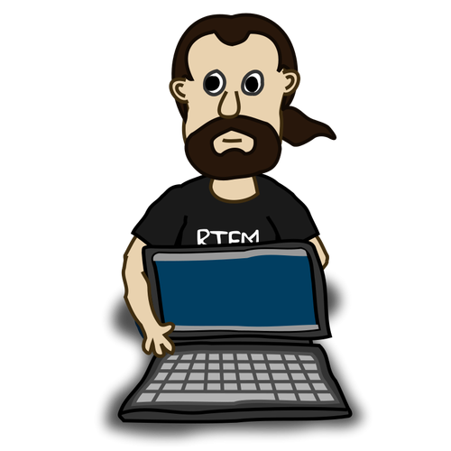 Comic Character With A Laptop Clipart